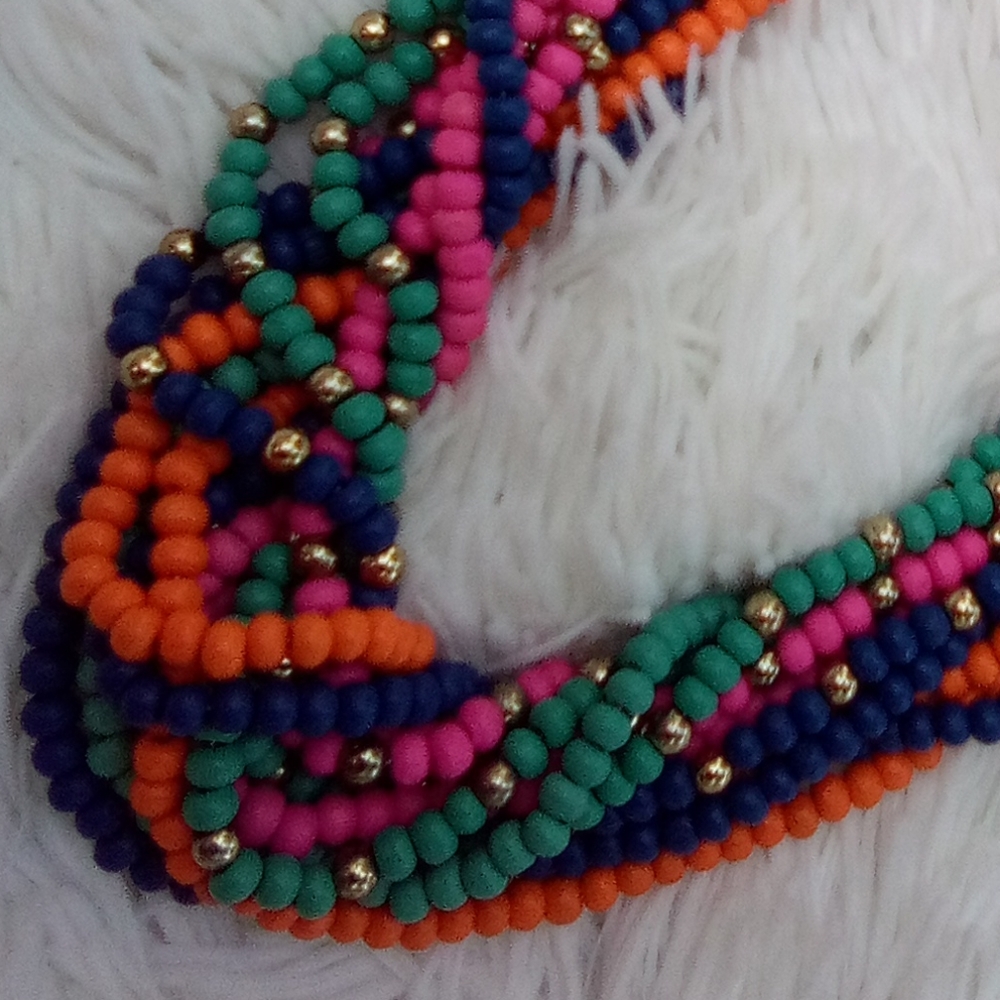 New 12-Strand Multi-Colored Beaded Boho Necklace - image 3